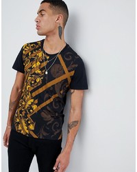 Versace Jeans T Shirt With Baroque Print