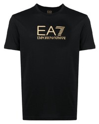 Ea7 Emporio Armani Textured Logo Print T Shirt