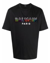 Balmain Textured Logo T Shirt