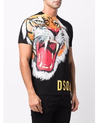 DSQUARED2 Tiger Print Cotton T Shirt