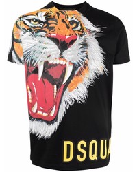 DSQUARED2 Tiger Print Cotton T Shirt