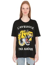 Gucci Tiger Printed Cotton Jersey T Shirt