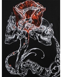 Alexander McQueen Twin Tulip Skull Printed Cotton T Shirt