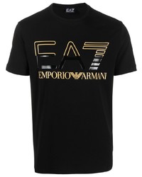 Ea7 Emporio Armani Two Tone Logo Print T Shirt