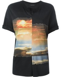 Cédric Charlier Pleated Sky Print T Shirt