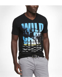 Express V Neck Graphic Tee Wild Card