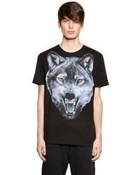 Diesel Wolf Printed Cotton Jersey T Shirt