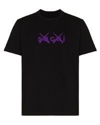 Sacai X Kaws Logo Print T Shirt