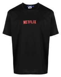Junya Watanabe MAN X Netflix Logo Print Cotton T Shirt