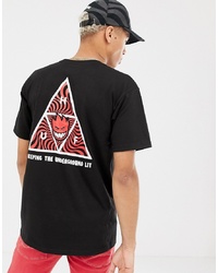 HUF X Spitfire T Shirt With Triple Triangle Back Print In Black