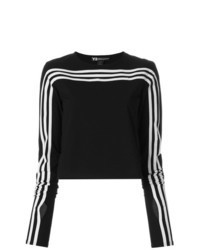 Black Print Cropped Sweater
