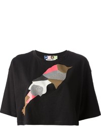 MSGM Bird Print Cropped T Shirt