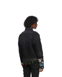 Amiri Black Denim Patch Scarves Trucker Jacket
