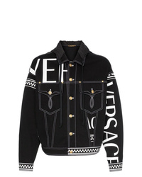 Versace Logo Check Print Denim Jacket