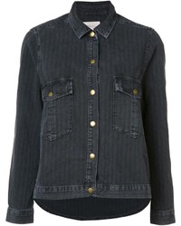 The Great Pinstriped Denim Jacket