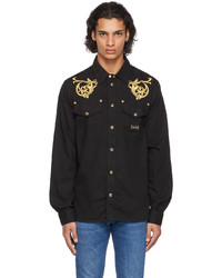 VERSACE JEANS COUTURE Black Denim Regalia Baroque Shirt