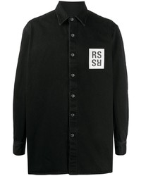 Raf Simons Denim Logo Patch Buttoned Shirt
