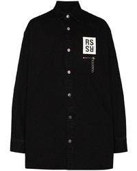 Raf Simons Oversized Chain Pocket Denim Shirt