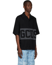 Gcds Black Denim Band Logo Bowling Shirt