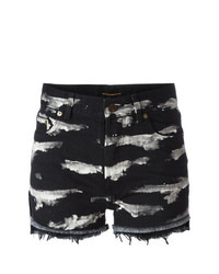 Saint Laurent Tiger Stripe Bleach Denim Shorts
