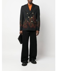 Palm Angels Flame Print Double Breasted Blazer