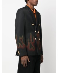 Palm Angels Flame Print Double Breasted Blazer
