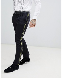 Twisted Tailor Super Skinny Suit Trousers In Black Jacquard
