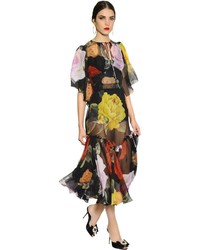 Dolce & Gabbana Roses Printed Chiffon Dress
