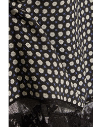 Paul & Joe Lace Trimmed Printed Crepe Dress Midnight Blue