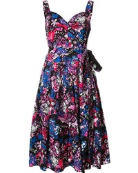 Marc Jacobs Glitched Floral Print Pleated Dress