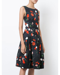 Oscar de la Renta Poppy Print Drop Waist Dress