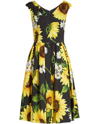 Dolce & Gabbana Sunflower Print Cotton Poplin Dress