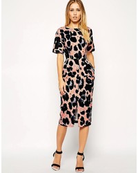 Asos Wiggle Dress In Animal Print