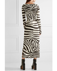 Marc Jacobs Zebra Print Stretch Jersey Dress Black
