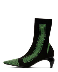 Misbhv Black And Green Knit Ankle Boots