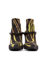 Marine Serre Black And Yellow Jersey Sock Ankle Heel Boots