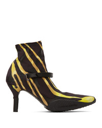 Marine Serre Black And Yellow Jersey Sock Ankle Heel Boots
