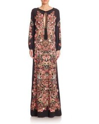 Roberto Cavalli Long Sleeve Cady Printed Gown