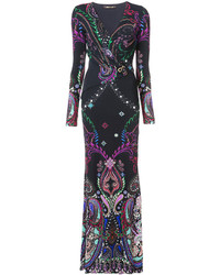 Roberto Cavalli Paisley Print Fitted Gown
