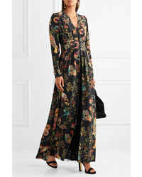 Etro Printed Silk Crepe Gown Black