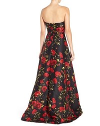 Mac Duggal Rose Print Strapless Gown