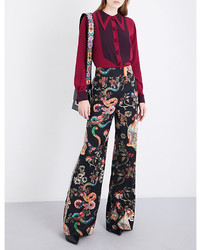 Etro Floral And Tiger Print Wool Twill Trousers