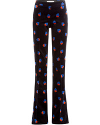 Victoria Victoria Beckham Printed Velvet Cady Flared Trousers