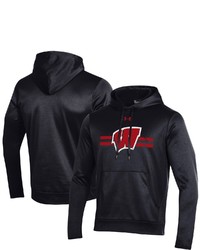 Under Armour Black Wisconsin Badgers Logo Stripe Fleece Pullover Hoodie At Nordstrom