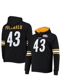 Mitchell & Ness Troy Polamalu Black Pittsburgh Ers Retired Player Name Number Fleece Pullover Hoodie