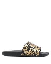 VERSACE JEANS COUTURE Baroque Print Textured Slides