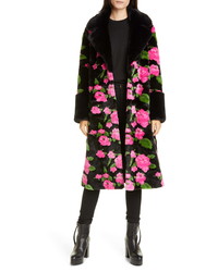 Stand Studio Liliana Flower Print Faux Fur Coat