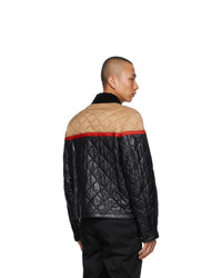 Burberry Black And Beige Quilted Woodside Harrington Jacket