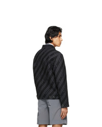 Givenchy Black And Grey Wool Chain Blouson Jacket