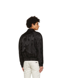Saint Laurent Black Palm Teddy Raglan Jacket